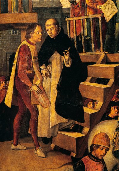 Verurteilter geht zum Gericht der Inquisition (Detail) von Pedro Berruguete