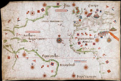 Karte des Atlantischen Ozeans, Mittelmeers und Schwarzen Meeres, ca. 1535 von Pedro Reinel
