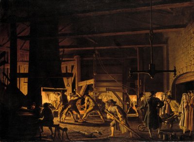 In der Anker-Schmiede in Söderfors. Die Schmiede bei der Arbeit von Pehr Hilleström d.ä.