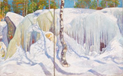Felsen bedeckt mit Eis und Schnee von Pekka Halonen