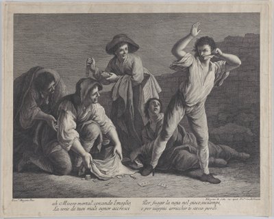 Eine Gruppe von Menschen beim Glücksspiel, 1770-1800 von Pellegrino dal Colle