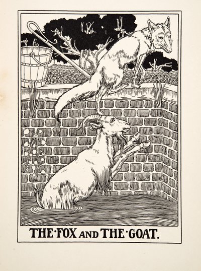Der Fuchs und die Ziege, aus Hundert Fabeln von Äsop, veröffentlicht 1903 von Percy J. Billingshurst