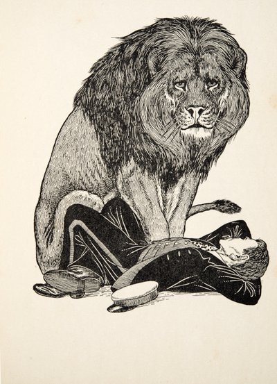 Der Löwe und sein Wärter, aus Hundert Anekdoten über Tiere, veröffentlicht 1924 von Percy J. Billingshurst