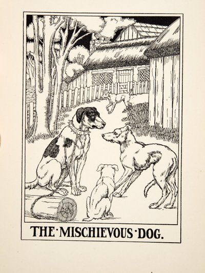 Der schelmische Hund, aus Hundert Fabeln von Äsop, veröffentlicht 1903 (Gravur) von Percy J. Billingshurst