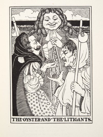 Die Auster und die Streitenden, aus Fontaine Fabeln, veröffentlicht 1905 von Percy J. Billingshurst