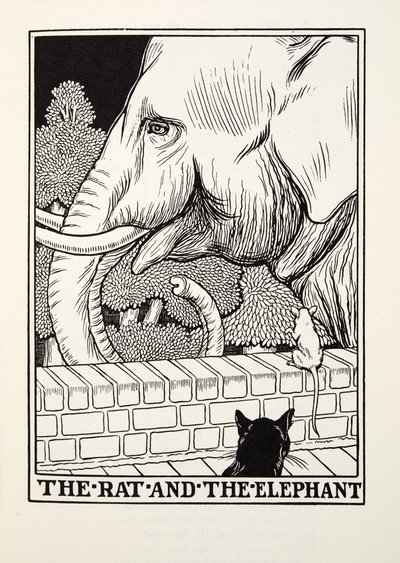 Die Ratte und der Elefant, aus Fontaine Fabeln, veröffentlicht 1905 von Percy J. Billingshurst