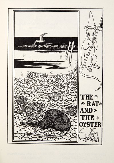 Die Ratte und die Auster, aus Fontaine Fabeln, veröffentlicht 1905 von Percy J. Billingshurst