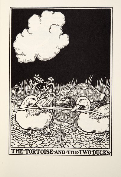 Die Schildkröte und die zwei Enten, aus Fontaine Fables, veröffentlicht 1905 von Percy J. Billingshurst