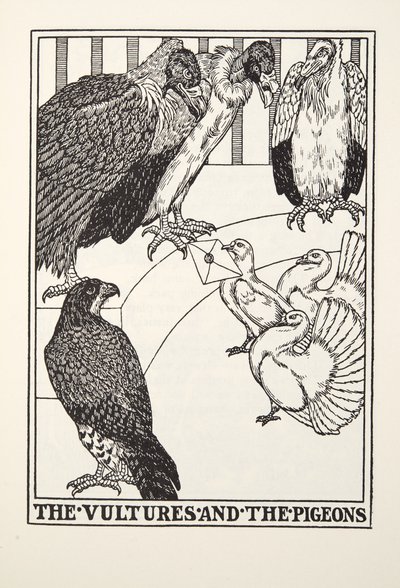 Die Geier und die Tauben, aus Fontaine Fabeln, veröffentlicht 1905 von Percy J. Billingshurst