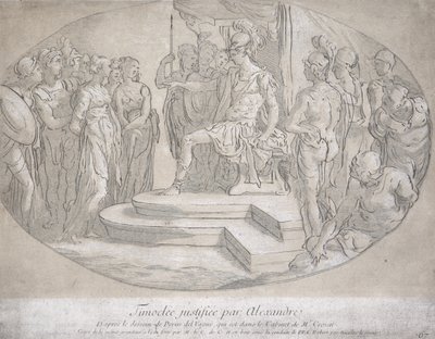 Alexandre et Timoclee, graviert von Nicolas Lesueur (1691-1764) von Perino del Vaga