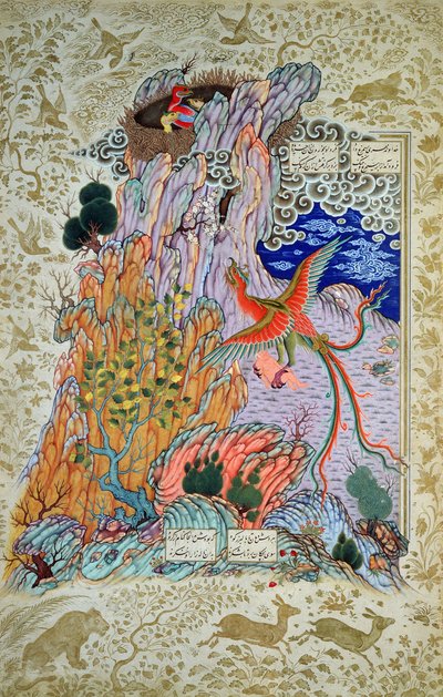 Zal wird von der mythischen Simurgh gerettet (Detail) von Persian School