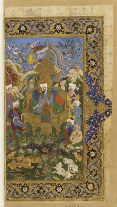 Folio aus einem unbekannten Text; Salomo auf dem Thron von Persian School