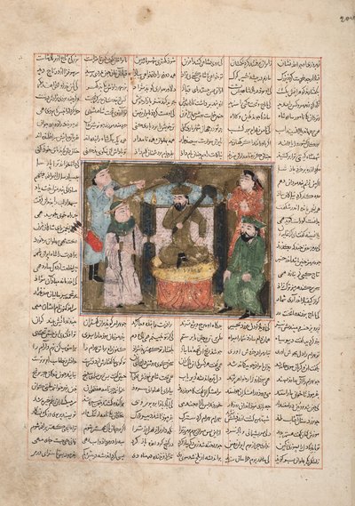 Gordiyeh rät ihrem Bruder Bahram Chubineh, nicht nach dem persischen Thron zu streben, ca. 1330 von Persian School