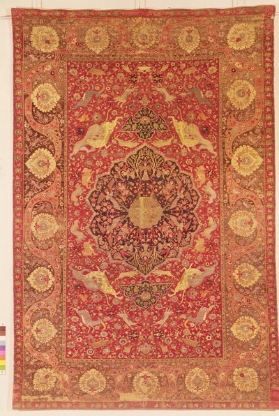 Teppich mit Szenen kämpfender Tiere von Persian School