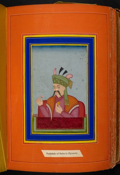 Schah Abbas I. von Persien (reg. 1588-1629) Kopf- und Schulterporträt, nach links blickend von Persian School