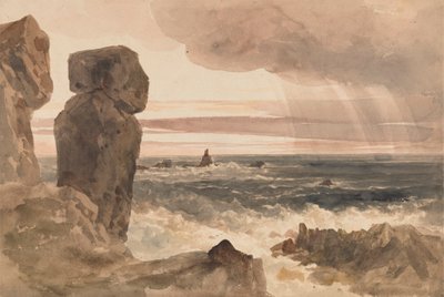 Meereslandschaft mit Felsen Lizard, Cornwall von Peter DeWint