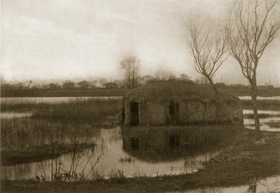 Ein Schilfbootheim, Leben und Landschaft auf den Norfolk Broads, ca. 1886 von Peter Emerson und Thomas Goodall