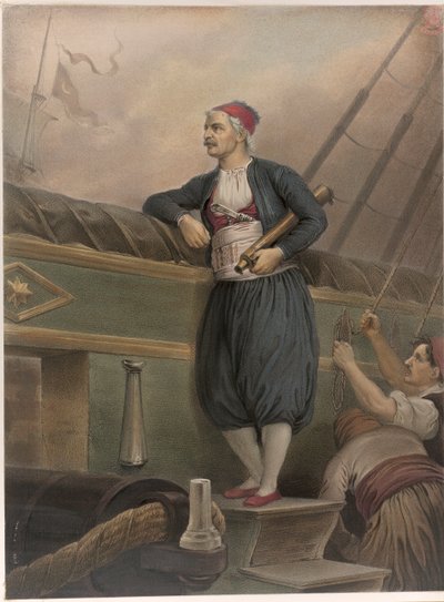 Ein griechischer Matrose an Bord eines Schiffes, aus einem 