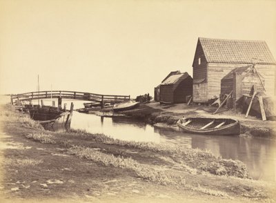 Gezeitenbach und alte Lagerhäuser südlich von Southwold, Suffolk von Peter Henry Emerson