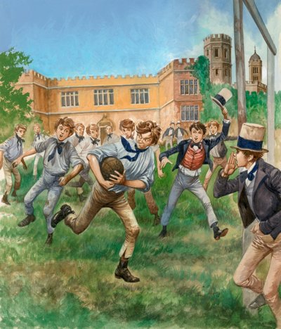 Jungen spielen Rugby von Peter Jackson
