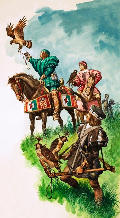 König Heinrich VII. lässt seinen Falken beim Jagen frei von Peter Jackson
