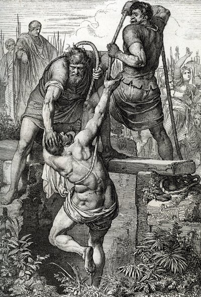 Der byzantinische Kaiser Zenon (425-491) kehrte nach Konstantinopel zurück und ließ den Usurpator Flavius Basiliscus (Basilisk) mit seiner Familie einsperren, 477 von Peter Johann Nepomuck Geiger