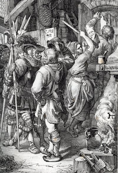 Die Flucht von Gustav I. Wasa (oder Gustav Vasa) (1496-1560) (zukünftiger König von Schweden) verkleidet als Bauer, um aus Dänemark zu fliehen von Peter Johann Nepomuck Geiger