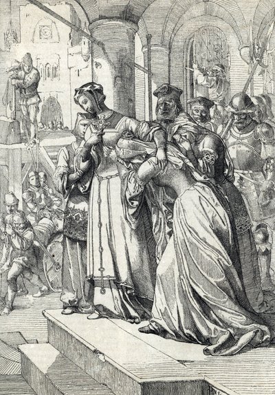 Die Hinrichtung von Lady Jane Grey (1537-1554) (Federzeichnung aus Anton Zieglers „Historische Memorabilien des In- und Auslandes“) von Peter Johann Nepomuck Geiger