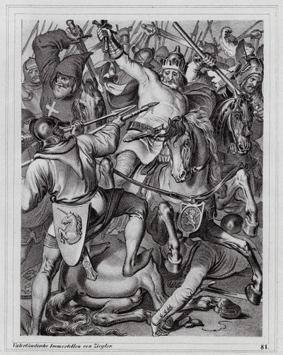 Tod von Johann dem Blinden, König von Böhmen, in der Schlacht von Crécy von Peter Johann Nepomuk Geiger