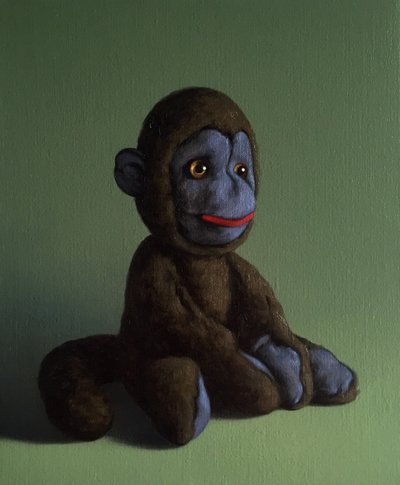 Brauner Affe auf Grün, 2016 von Peter Jones