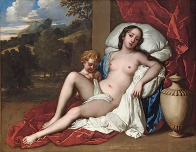 Porträt einer jungen Frau und eines Kindes als Venus und Amor von Peter Lely