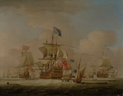 Britische Kriegsschiffe und eine Schaluppe von Peter Monamy