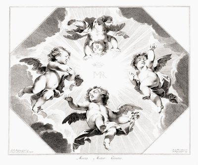 Vier Engel feiern die Jungfrau Maria von Peter Paul (after) Rubens