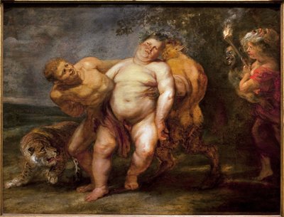 Betrunkener Silen. Gemälde aus dem Umfeld von Peter Paul Rubens (1577-1640), Öl auf Holz, Mitte des 17. Jahrhunderts. Museum der Schönen Künste in Angers. von Peter Paul (circle of) Rubens