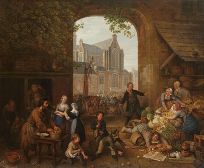 Zwei Betrunkene auf dem Markt in der Nähe der Westerkerk in Amsterdam von Peter Paul Joseph Noel