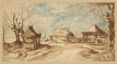 Bauernhaus mit drei Strohscheunen von Peter Paul Rubens