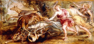 Diana und ihre Nymphen auf der Jagd - ein Modello von Peter Paul Rubens