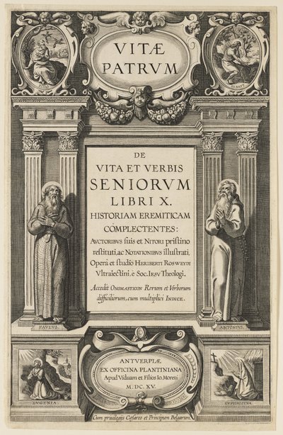 Frontispiz für "Lives of the Fathers" von Heribert Rosweyde, graviert von Theodor Galle von Peter Paul Rubens