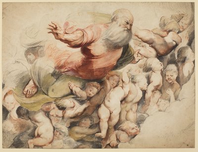 Gottvater, unterstützt von Engeln, nach Pordenone, 1600-03 von Peter Paul Rubens