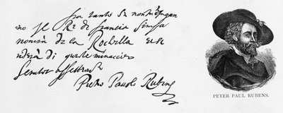 Handschrift und Unterschrift von Rubens aus einem Brief in Italienisch über die Niederlage der englischen Marine bei der Belagerung von La Rochelle, geschrieben aus Antwerpen, 30. Dezember 1627 von Peter Paul Rubens