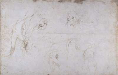 Studien einer männlichen Figur und zweier männlicher Köpfe, ca. 1601 von Peter Paul Rubens