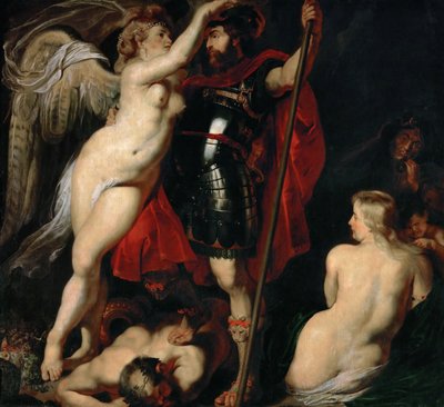 Der Held der Tugend Mars wird von der Siegesgöttin bekränzt, ca. 1616 von Peter Paul Rubens