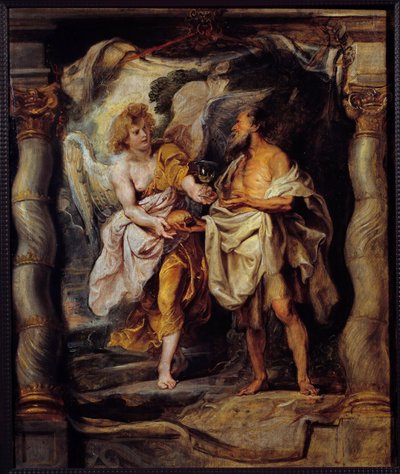 Der Prophet Elija erhält Brot und Wasser von einem Engel von Peter Paul Rubens