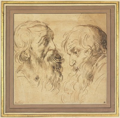 Zwei bärtige Köpfe im Profil nach rechts und links von Peter Paul Rubens