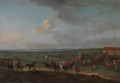Die Rundstrecke in Newmarket, Cambridgeshire, Vorbereitung für den Königspreis von Peter Tillemans