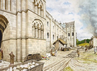 St. Augustinus Abtei während des Baus, 11. Jahrhundert von Peter Urmston