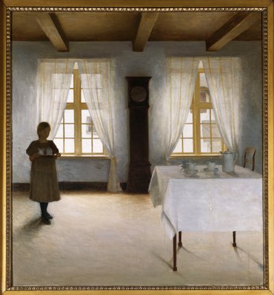 Ein Interieur mit einem jungen Mädchen, das Tee serviert von Peter Vilhelm Ilsted