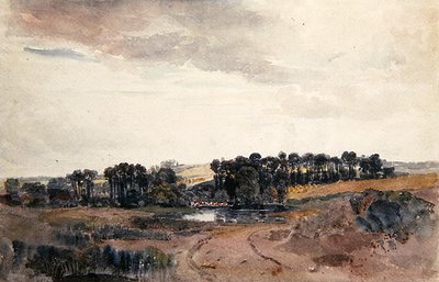 Landschaft mit Bäumen und Vieh an einem Teich von Peter de Wint