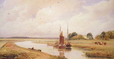 Langrick Fähre am Fluss Witham bei Boston, Lincolnshire von Peter de Wint