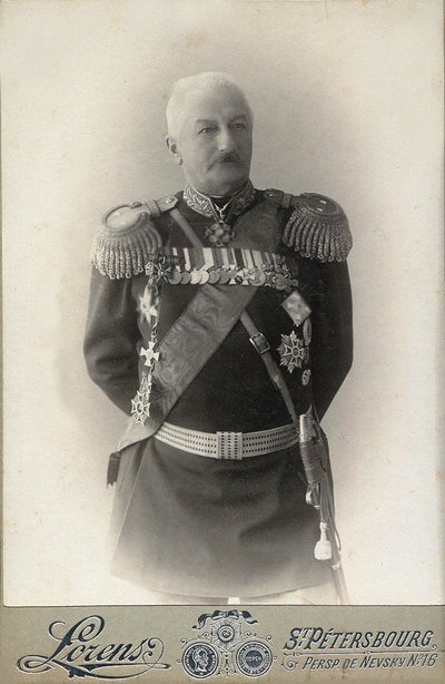 General Konstantin Pawlowitsch Prezhbyano 1840-1905, 1898 von Petersburg . Photo studio Alfred Lorens